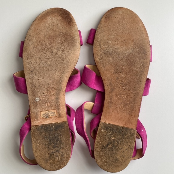 J. Crew Suede Leather Upper and Sole Made in Italy Size 9.5 Sandal Berry Color - Picture 7 of 11
